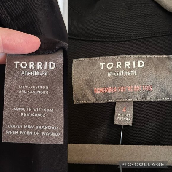 Torrid Size 4x Black Peplum Utility Jacket with Buttons - Picture 8 of 8